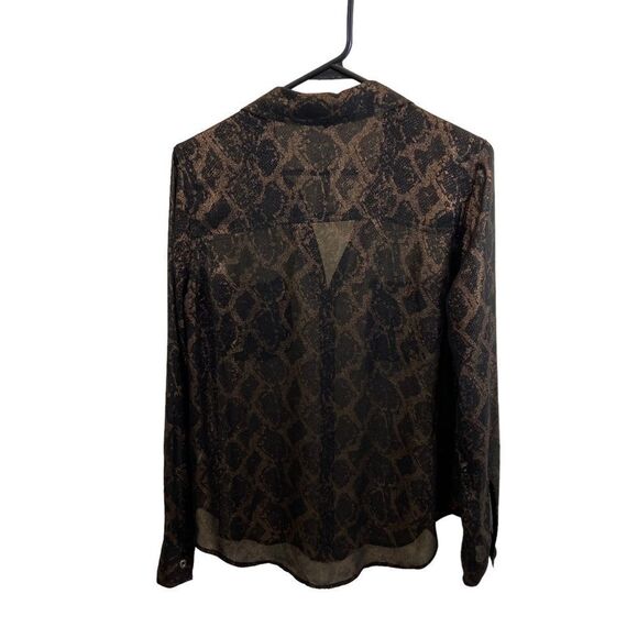 Ladies Rock & Republic brand Sheer Copper and Black Snakeprint Blouse Medium - Picture 3 of 13